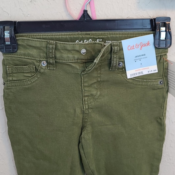 💙 NWT girls super stretch jeggings, olive green - Picture 2 of 7